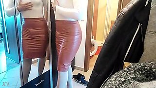 Julie cums in a skirt