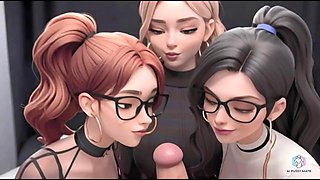 Three hot students are relaxing in an adult way AI generated
