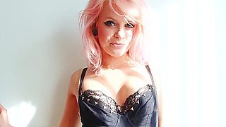 Sexy Slut With Red Shorts And Black Basque Dances Slowly For You