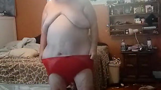Modeling the panties I sell part1 Red lace silky