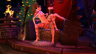 Sexy Christmas Elf Girl Riding on Top Santa's Dick