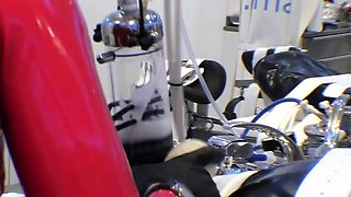 Peeing blonde fetish babe uses toy in her tight pussy