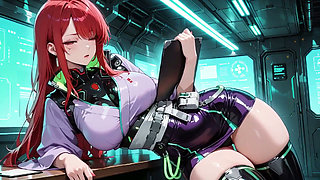 Ai-purple Kimono Seduction in the Neon Train Car, Fingertips Touching Collar, a Gaze That Drenches You!