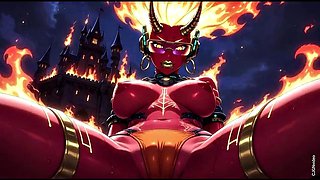 Fire element demon sexy pose Ai animation