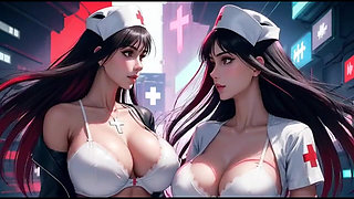 Kiss Video, Cute Nurse Women Kissing Together