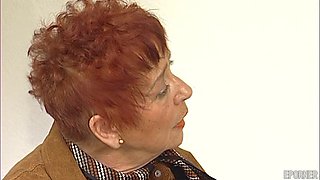 Redhead granny captivates with daring hairy passion in thrilling intimate play