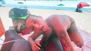Gia Lovely, Louie Smalls And Mia Mi In Welcome To Pornstar Sucks On A Public Beach At
