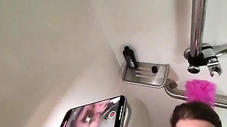 POV Public Shower Blowjob Behind the Scenes with Hot Wife