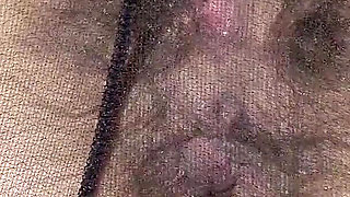 Open Wet Bush and Hairy Ass in Pantyhose (close-up) Facesitting POV