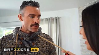 Rachel Starr gets 'stuck' under a table with her pussy tucking out to get charles' attention - brazzers