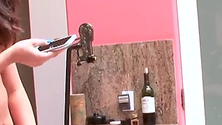 Hot lesbian action on the kitchen table