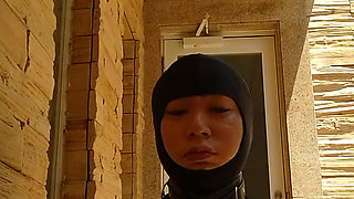 While being shy, a cross-dressing boy masturbated with his whole body exposed!