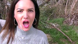 Brunette hookup amateur blowjob and dirtytalk sexdate