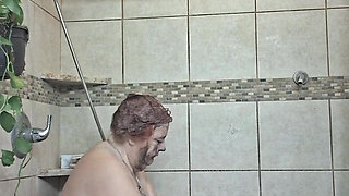 Big Beauty Nurse Vicki Taking a Mud Treatment in My Shower!
