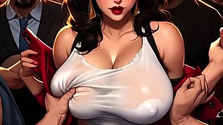 Spicy Toons Tifa Huge Natural Tits Sucks Stranger Dick in Public Concert Mosh Pit