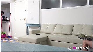 Ebony Cleaning Lady With The Greatest Boobs Gets Laid With Her Boss Son