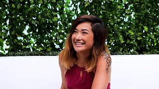 Busty Russian amateur teen fucks and sucks outdoor