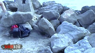 Busty French Pornstar Delfynn Delage Dildoing at the Beach - MMM100