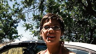 Haileey James Short Hair Brunette Glasses Loves Cock - Anal & Blowjob with Chris Strokes