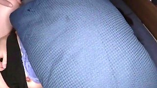 Hot asian slut gives hardcore blowjob to white stud