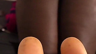 Ebony Footjob & Handjob Ballbusting No Cumshot