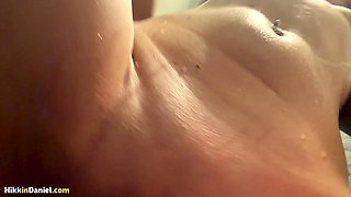 Horny Girl Playing with Her Very Creamy Pussy in the Shower