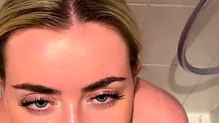 Blonde amateur blowjob POV in public