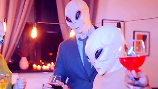 Halloween party turns into hardcore family foursome