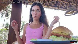 Cum Covered Delight in Public Cafe with Katty West