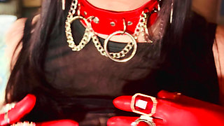 Latex Gloves, Jewellery & A Smoking Queen! Tina Snua Soking A Cigarette & Showing Off Her Gloved Hands - Drifting Dangles Rings