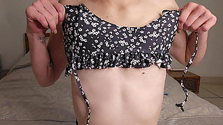 Petite Sult Flashing Her Small Tits and Licks Her Yummy Nipples Close up POV