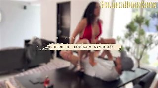 Mexican Wife Teresa Ferrer Surprises Husband in Lingerie - Hard Fuck on Table with Squirting & Creampie