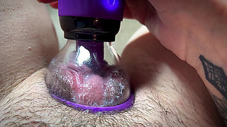 I pumped up my baby with a vacuum, a drooling and huge clitoris, an extreme flowing orgasm