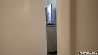 Horny stepmom Crystal Rush badly wants to have her stepsons cock in her pussy but has to satisfy herself by jerking his cock, at least for this time!