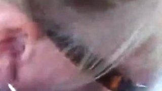 Big tit blonde gives blowjob to big cock