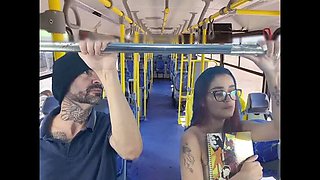Brunette with Glasses Gets Anal Fuck and Creamy Ass on Public Transport