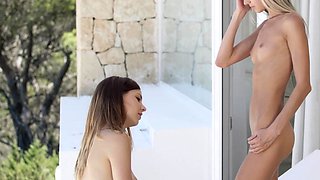 Lesbian amateur teens finger fucked from behind