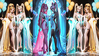 Animes get cum, do cum kissing and swallow