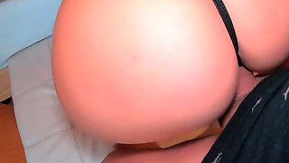 Hot amateur Kathy in crotchless panties, prepped to bang