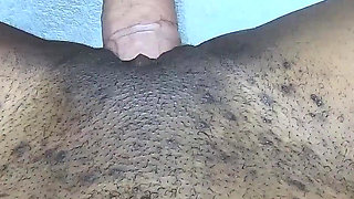 Petite black pussy creampied by big white cock