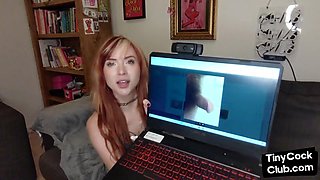 Small dick dudes teased by nasty perverted wild redhead