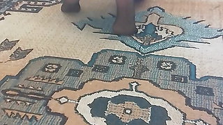 Horny mature carpet wiping black nylons