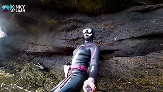 Neoprene Wetsuit & Dive Mask Masturbation by the Sea