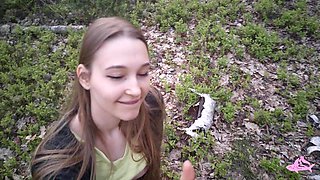Beautiful nympho in the woods made me jism in her jaws