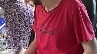 Cowgirl Sex in Car with a Creampie