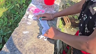 Bathing Porn Video With My Wife White Bra Pink Panty