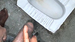 Desi Bhabhi Holding Stepbrother-in-law's Penis and Making Him Pee and Peeing Herself
