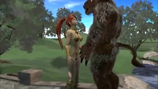 Sexy 3D anime monster fucked in the forest