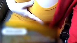 two sisters being sensual on the bus for the camera 84412590