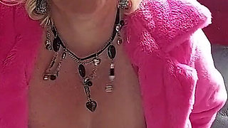 Busty Mature Slut Squeezes Massive Tits Moaning in Heels